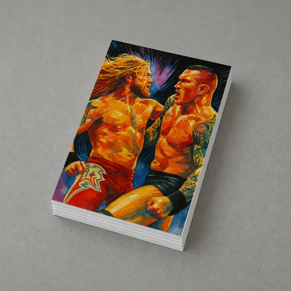 Edge vs Randy Orton Wrestling Watercolor Art – Postcards