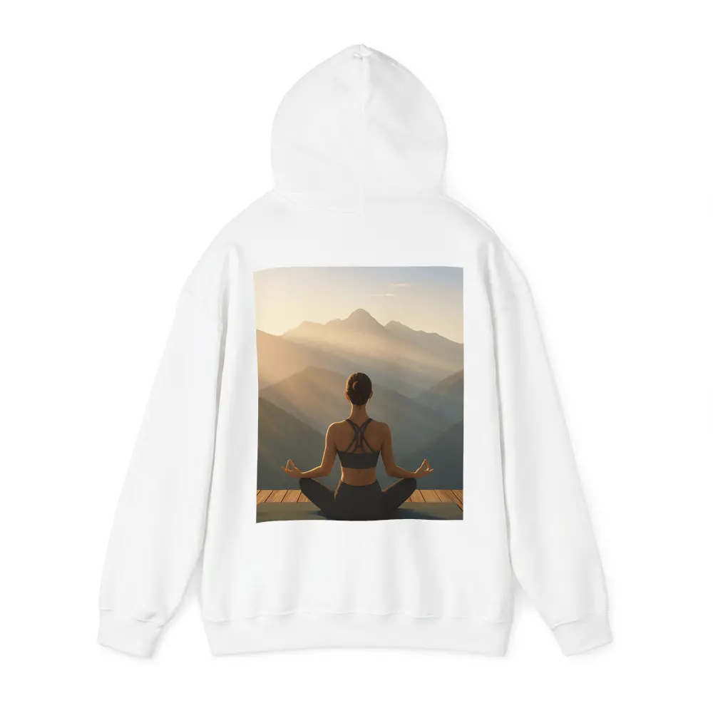 Woman Meditating Lotus Pose Mountain Sunrise – Hoodies