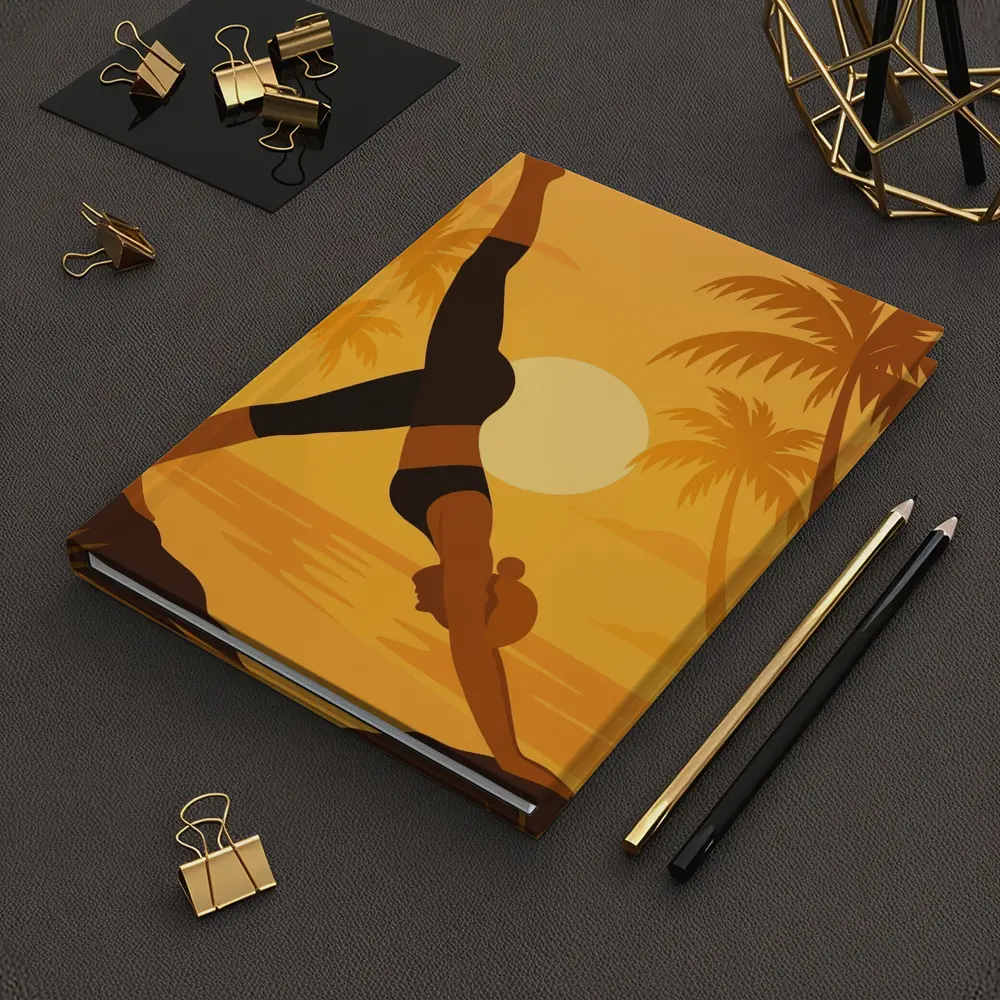 Yoga Pose Sunset Palm Trees Beach – Notebooks