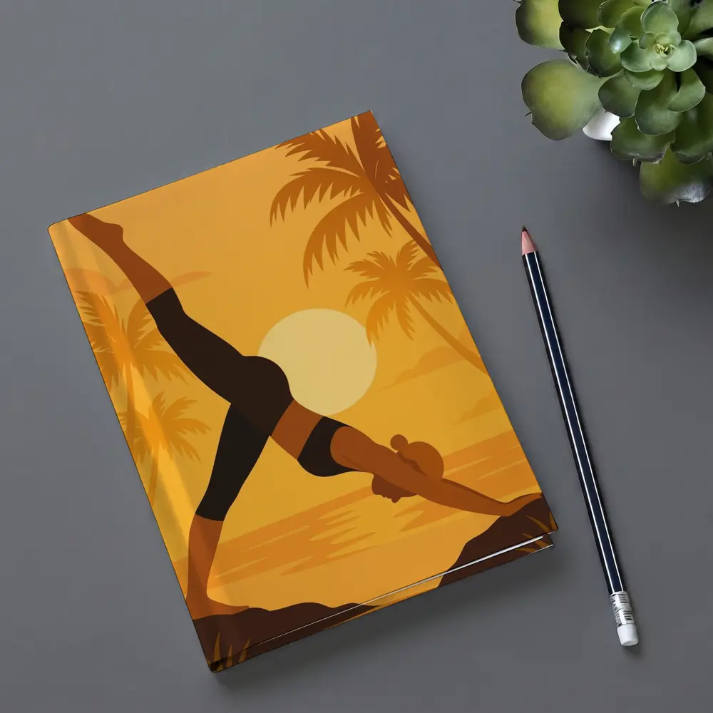 Yoga Pose Sunset Palm Trees Beach – Notebooks