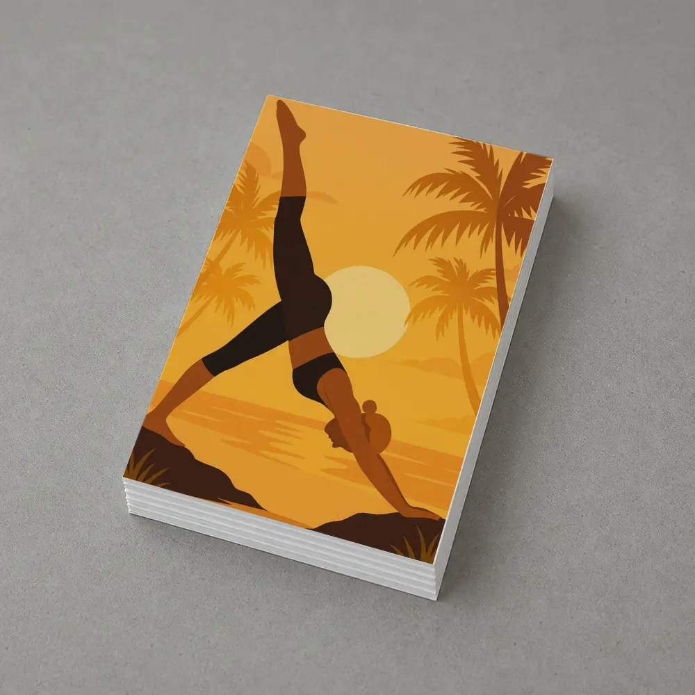 Yoga Pose Sunset Palm Trees Beach – Postcards