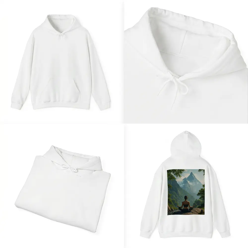 Woman Meditating Lotus Pose Mountain Nature – Hoodies