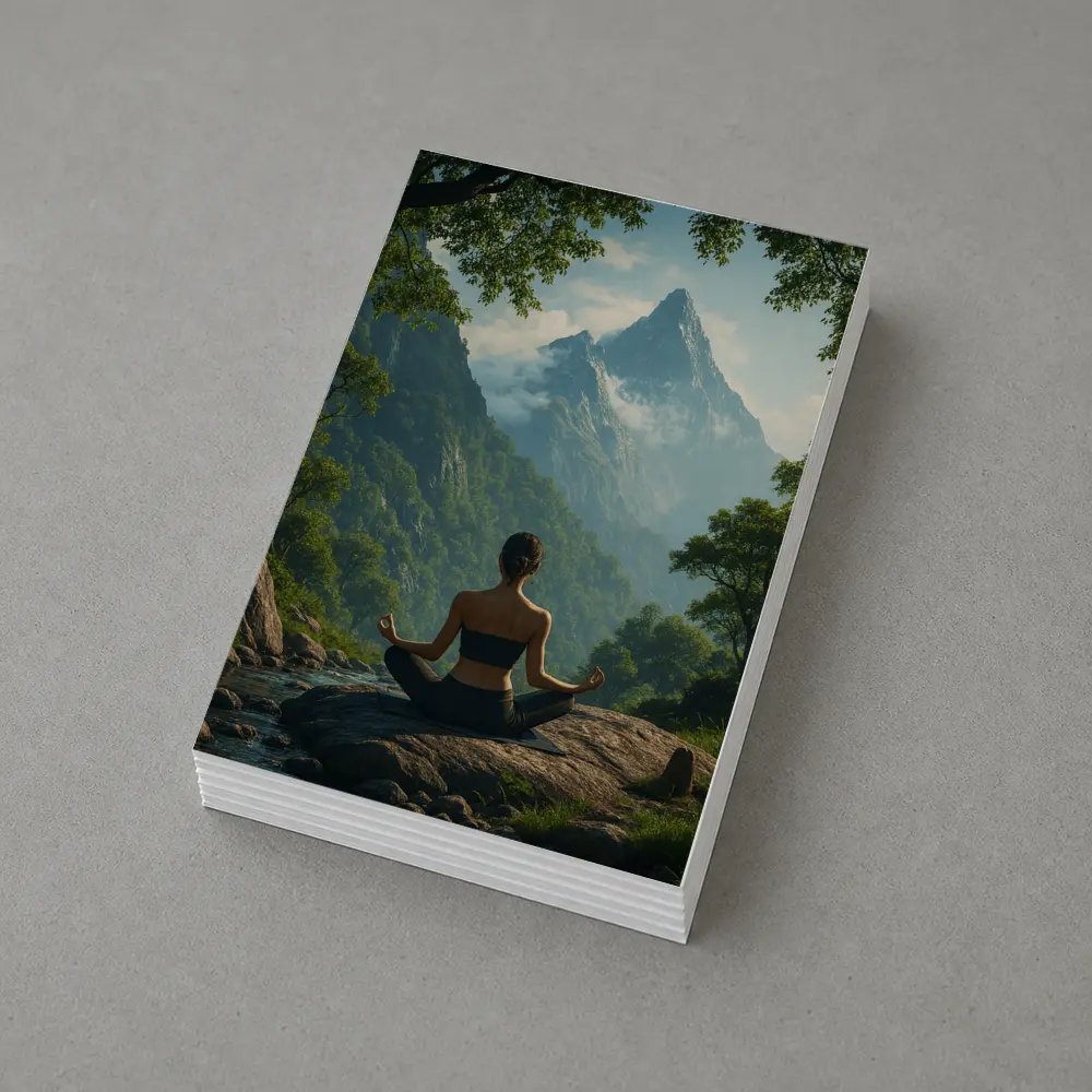 Woman Meditating Lotus Pose Mountain Nature – Postcards