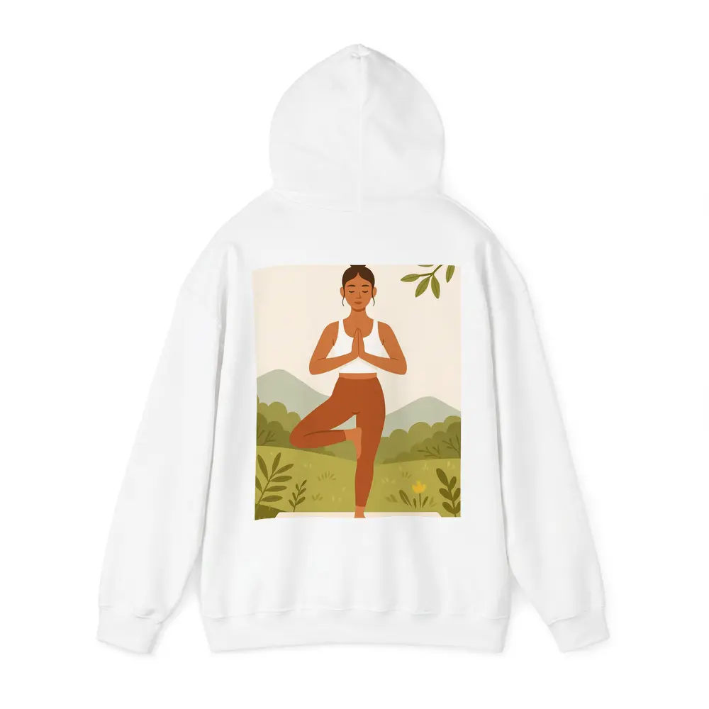 Woman Yoga Tree Pose Nature Background – Hoodies