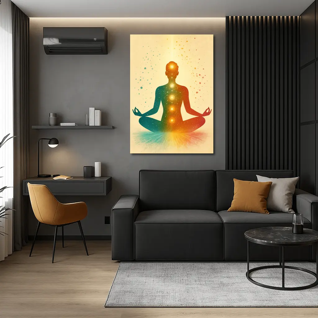 Chakra Meditation Silhouette Colorful Spiritual Art – Wall Art
