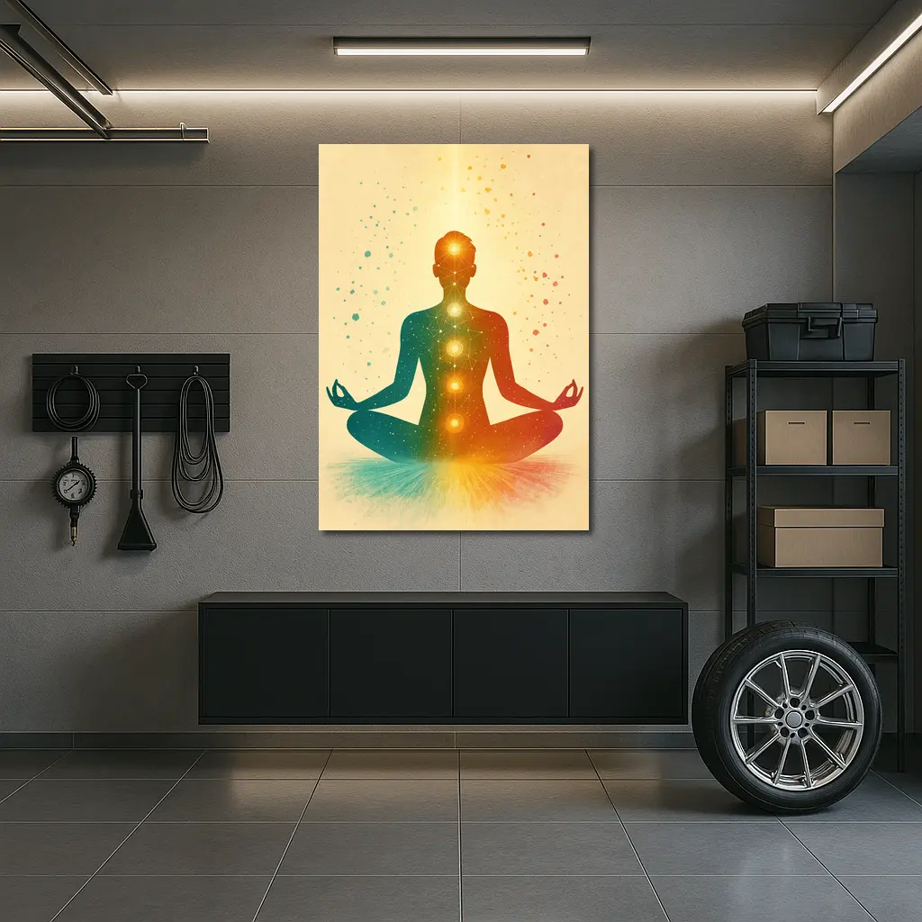 Chakra Meditation Silhouette Colorful Spiritual Art – Wall Art