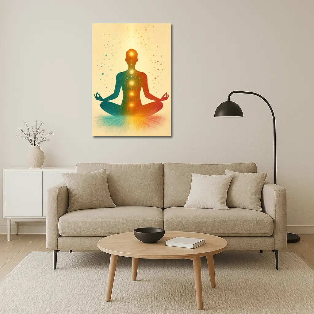 Chakra Meditation Silhouette Colorful Spiritual Art – Wall Art