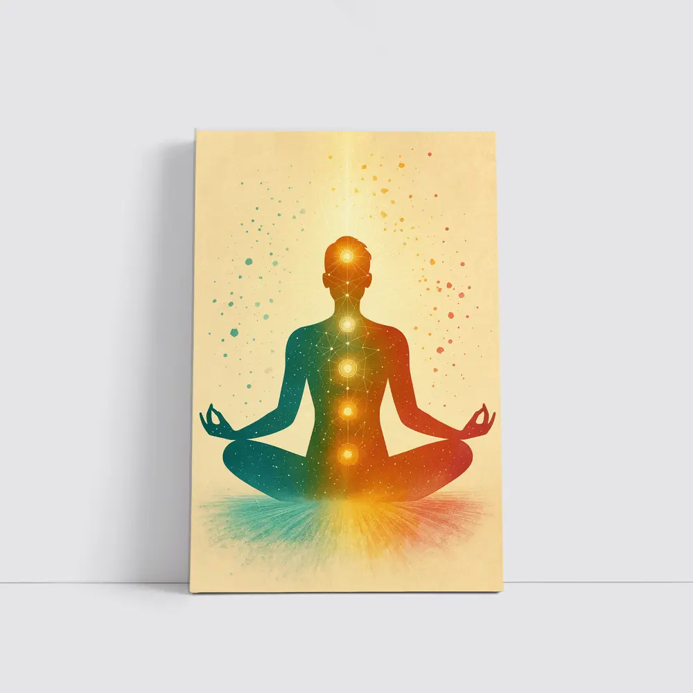 Chakra Meditation Silhouette Colorful Spiritual Art – Wall Art
