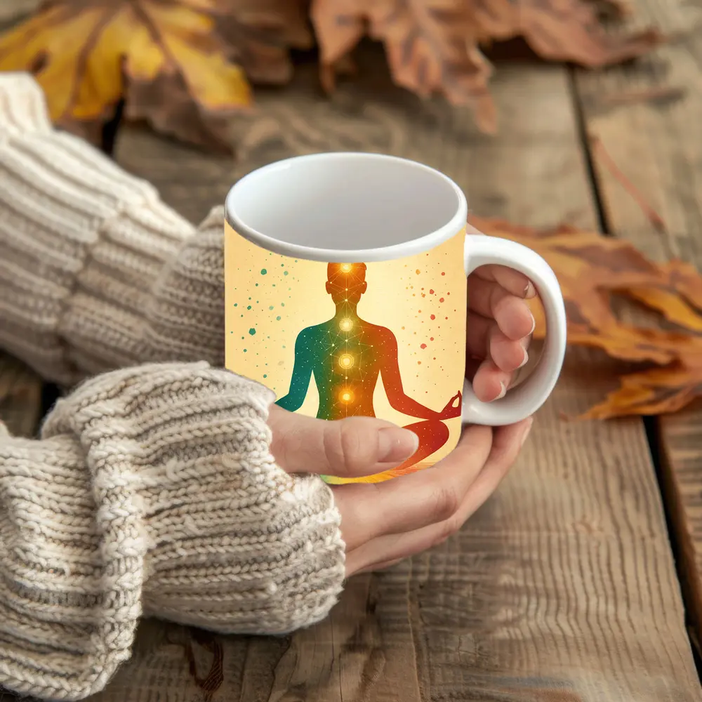 Chakra Meditation Silhouette Colorful Spiritual Art – Mugs