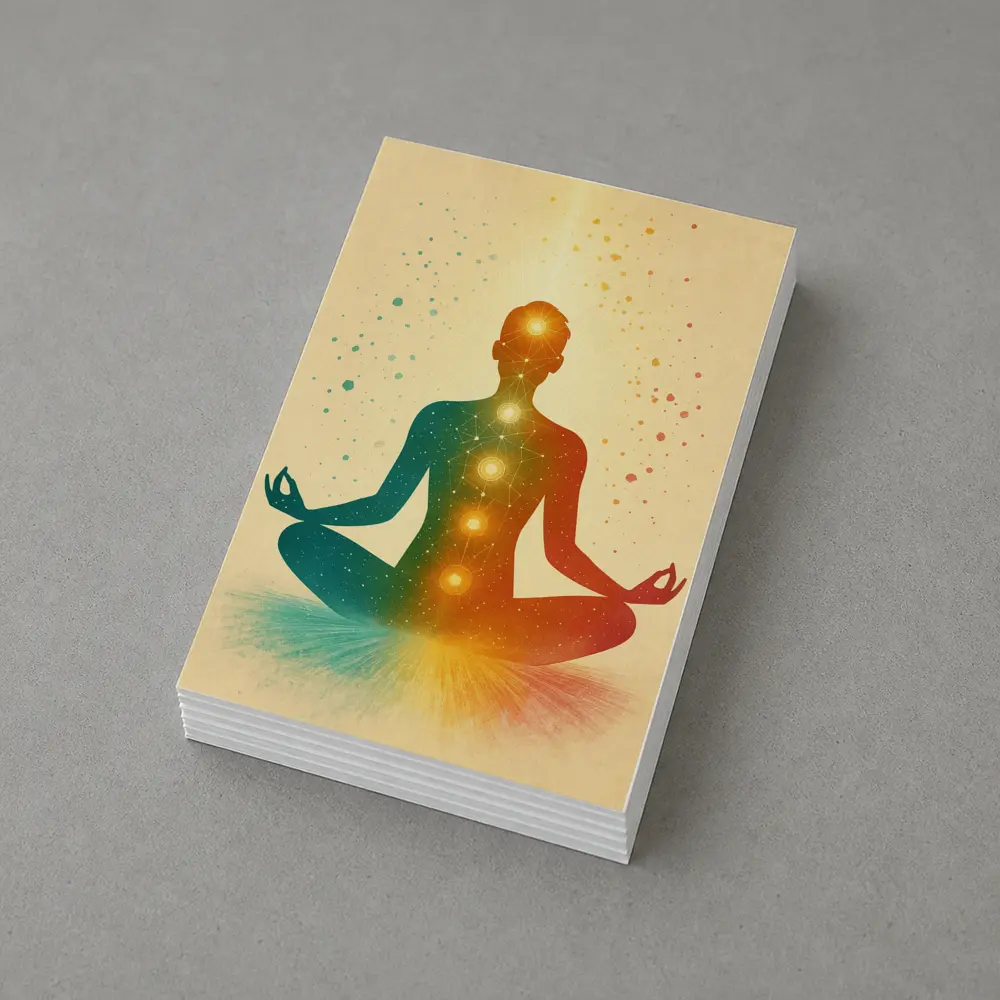 Chakra Meditation Silhouette Colorful Spiritual Art – Postcards