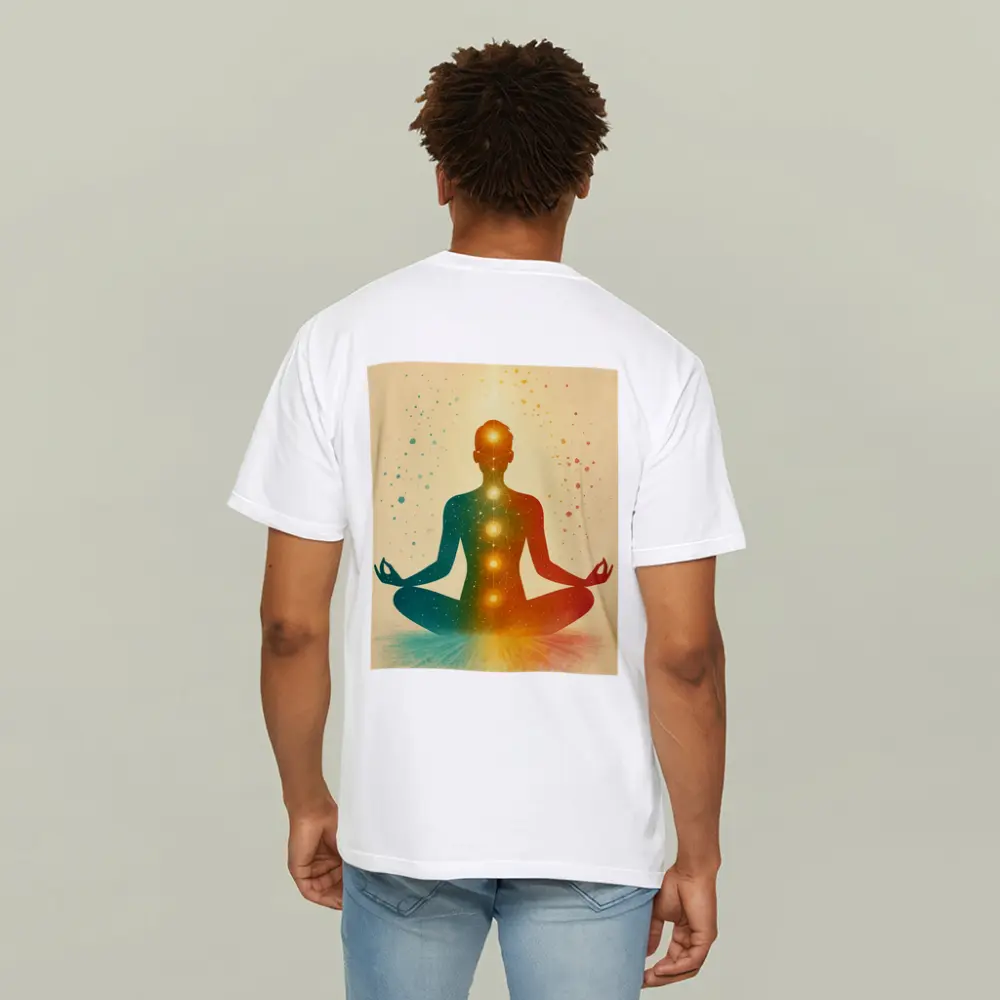 Chakra Meditation Silhouette Colorful Spiritual Art – T-Shirts