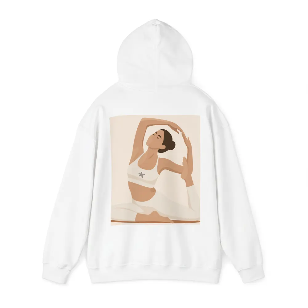 Flat Art Woman Yoga Pose Beige Background – Hoodies