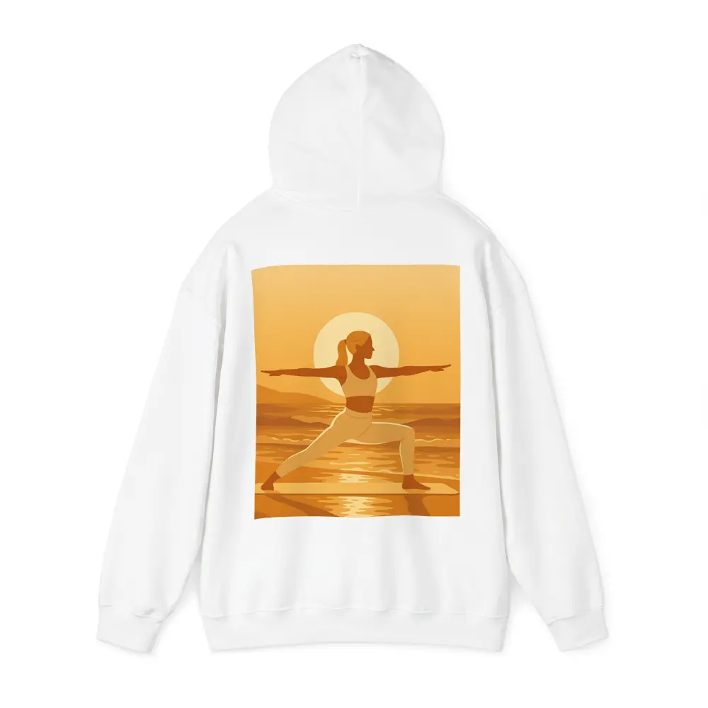 Woman Yoga Warrior Pose Sunset Beach – Hoodies