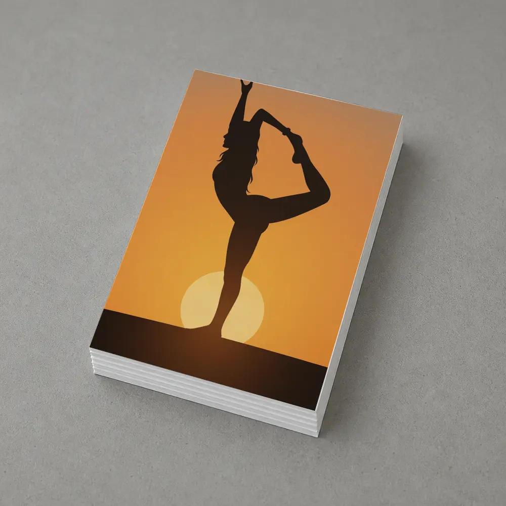 Yoga Silhouette Woman Dancer Pose Sunset – Postcards