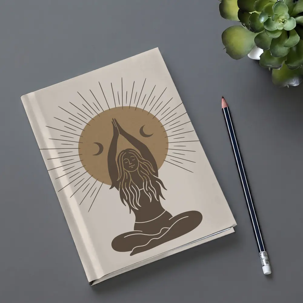 Boho Yoga Woman Sun Moon Meditation Art – Notebooks