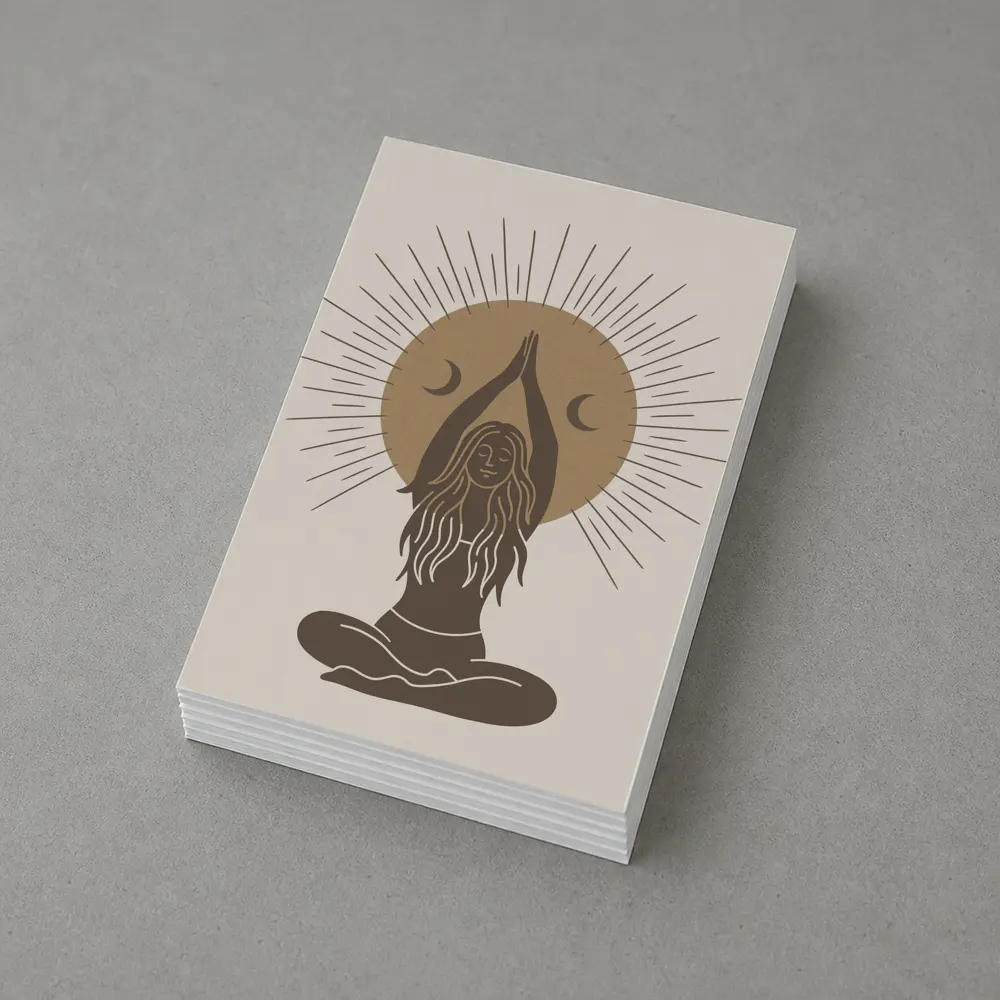 Boho Yoga Woman Sun Moon Meditation Art – Postcards