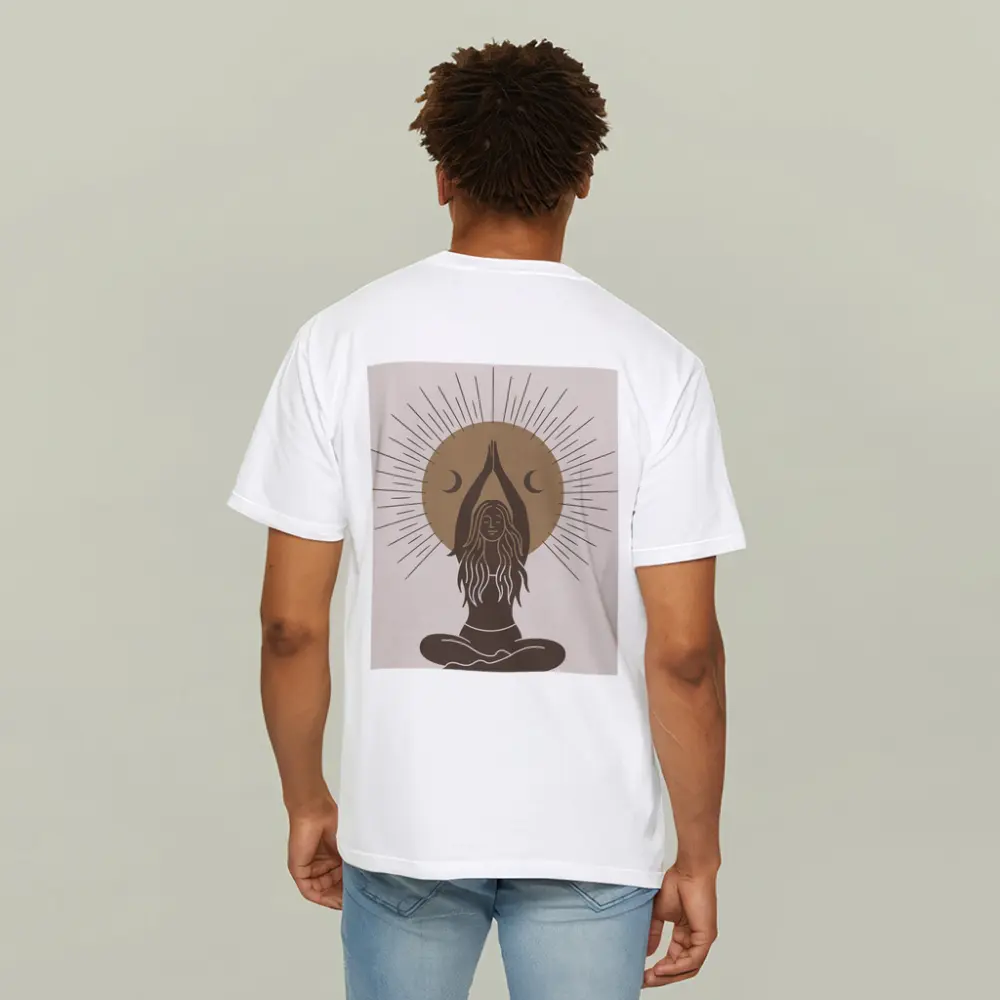 Boho Yoga Woman Sun Moon Meditation Art – T-Shirts