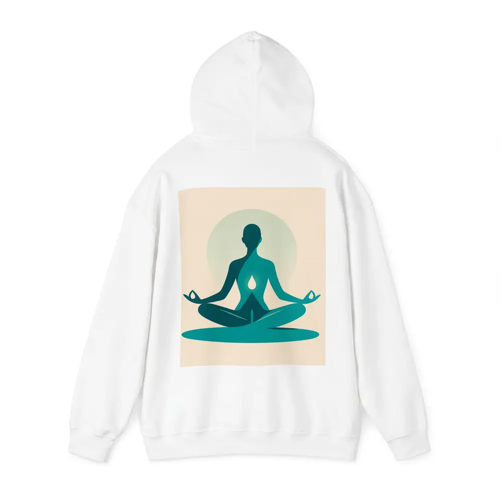 Teal Yoga Meditation Silhouette Lotus Pose Beige – Hoodies