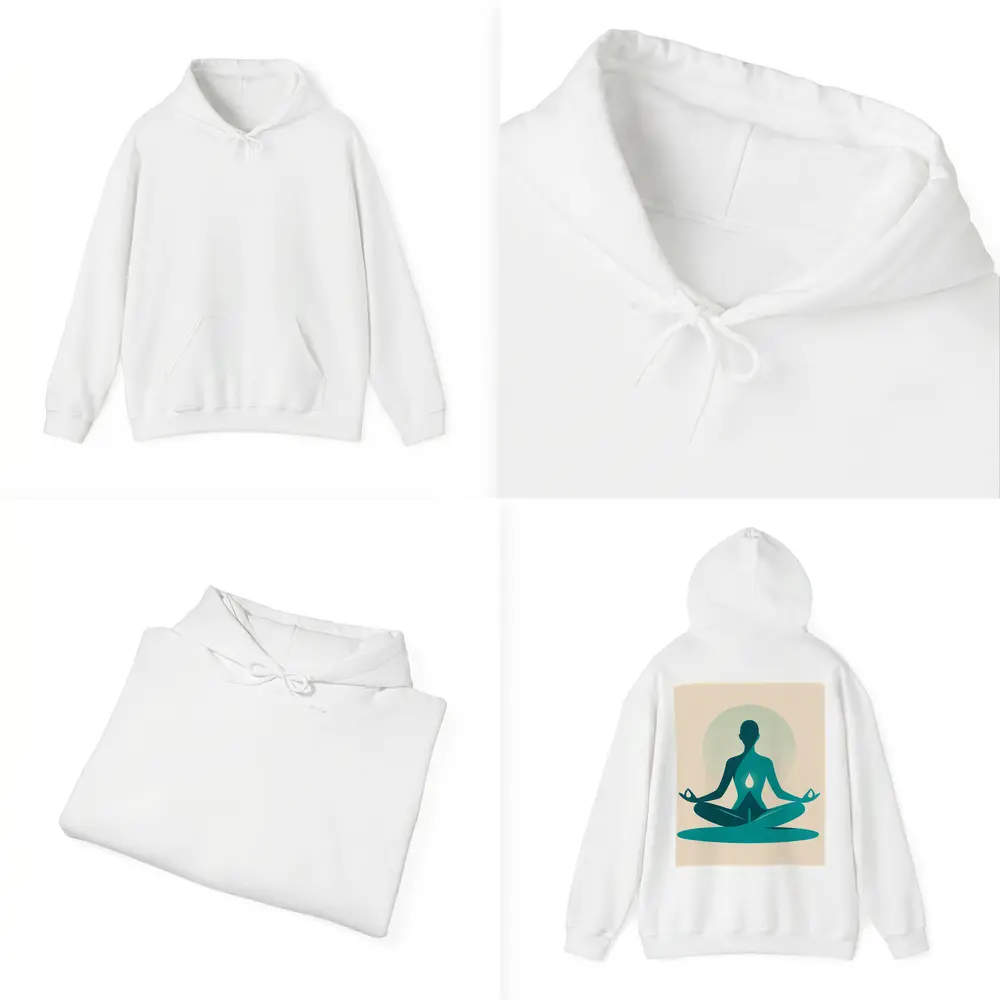 Teal Yoga Meditation Silhouette Lotus Pose Beige – Hoodies