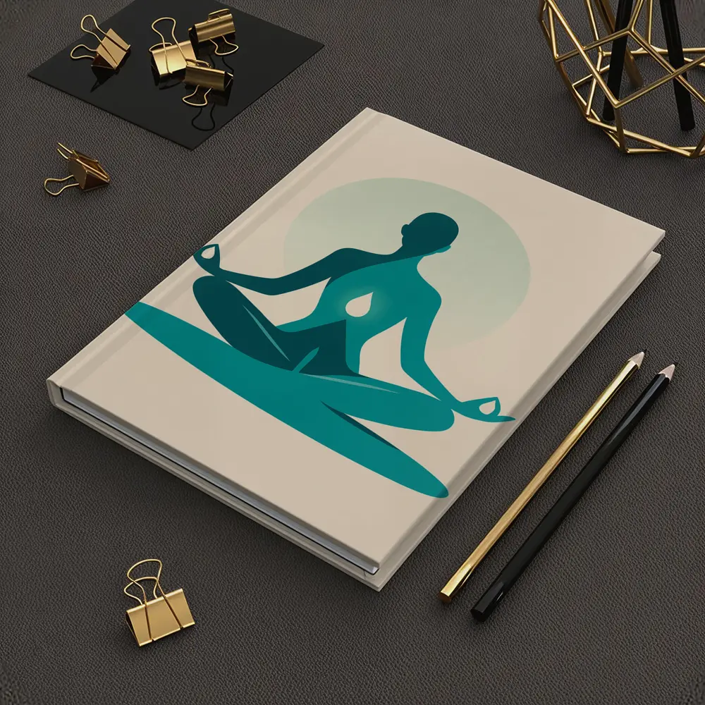 Teal Yoga Meditation Silhouette Lotus Pose Beige – Notebooks