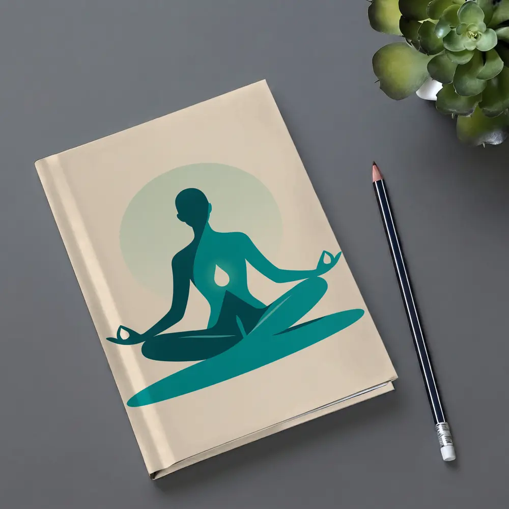 Teal Yoga Meditation Silhouette Lotus Pose Beige – Notebooks