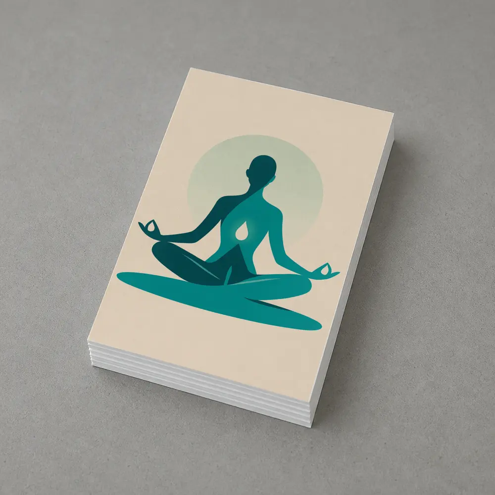 Teal Yoga Meditation Silhouette Lotus Pose Beige – Postcards