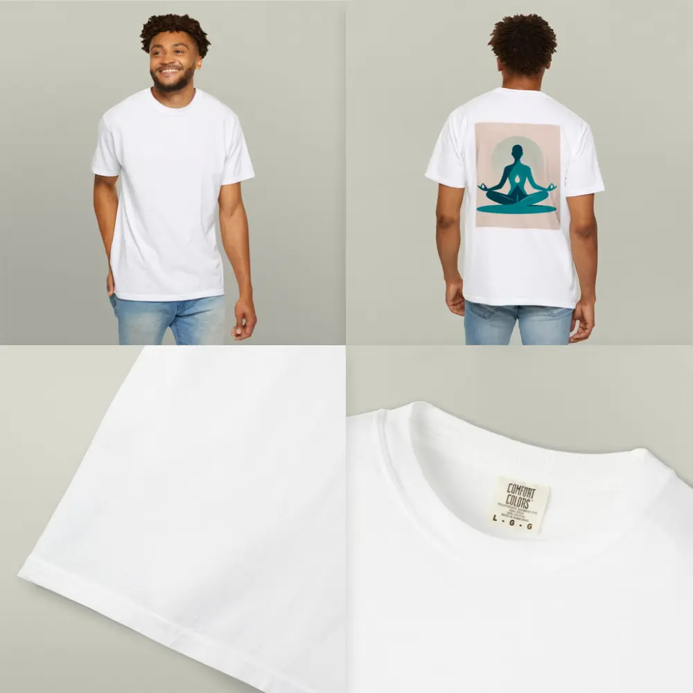 Teal Yoga Meditation Silhouette Lotus Pose Beige – T-Shirts