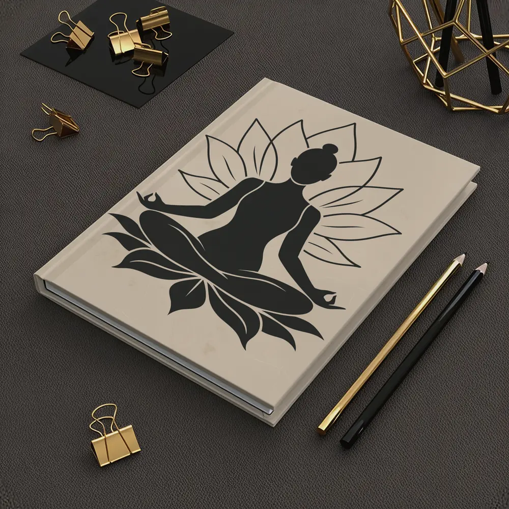 Yoga Meditation Lotus Pose Beige Minimal – Notebooks