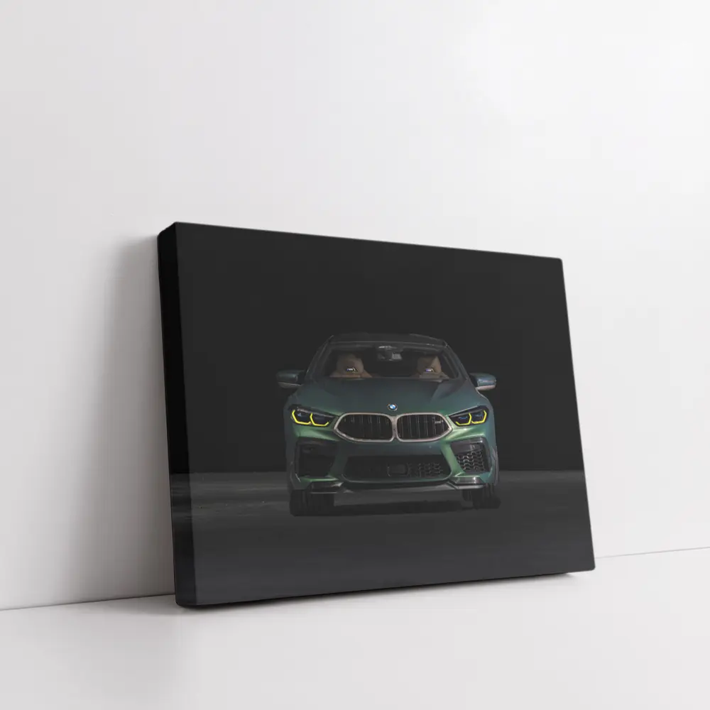 BMW M8 Dark Green Front View Night – Wall Art