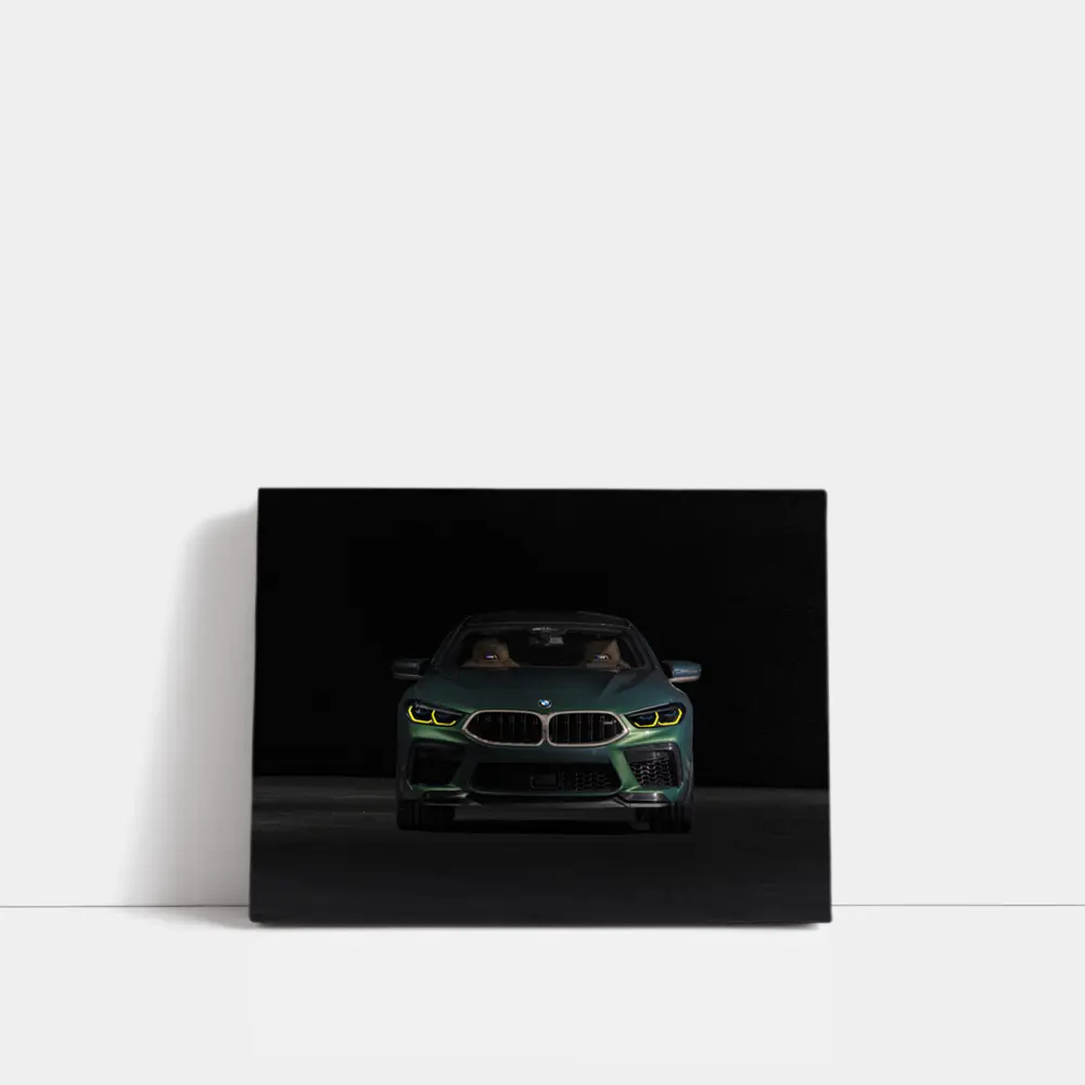 BMW M8 Dark Green Front View Night – Wall Art
