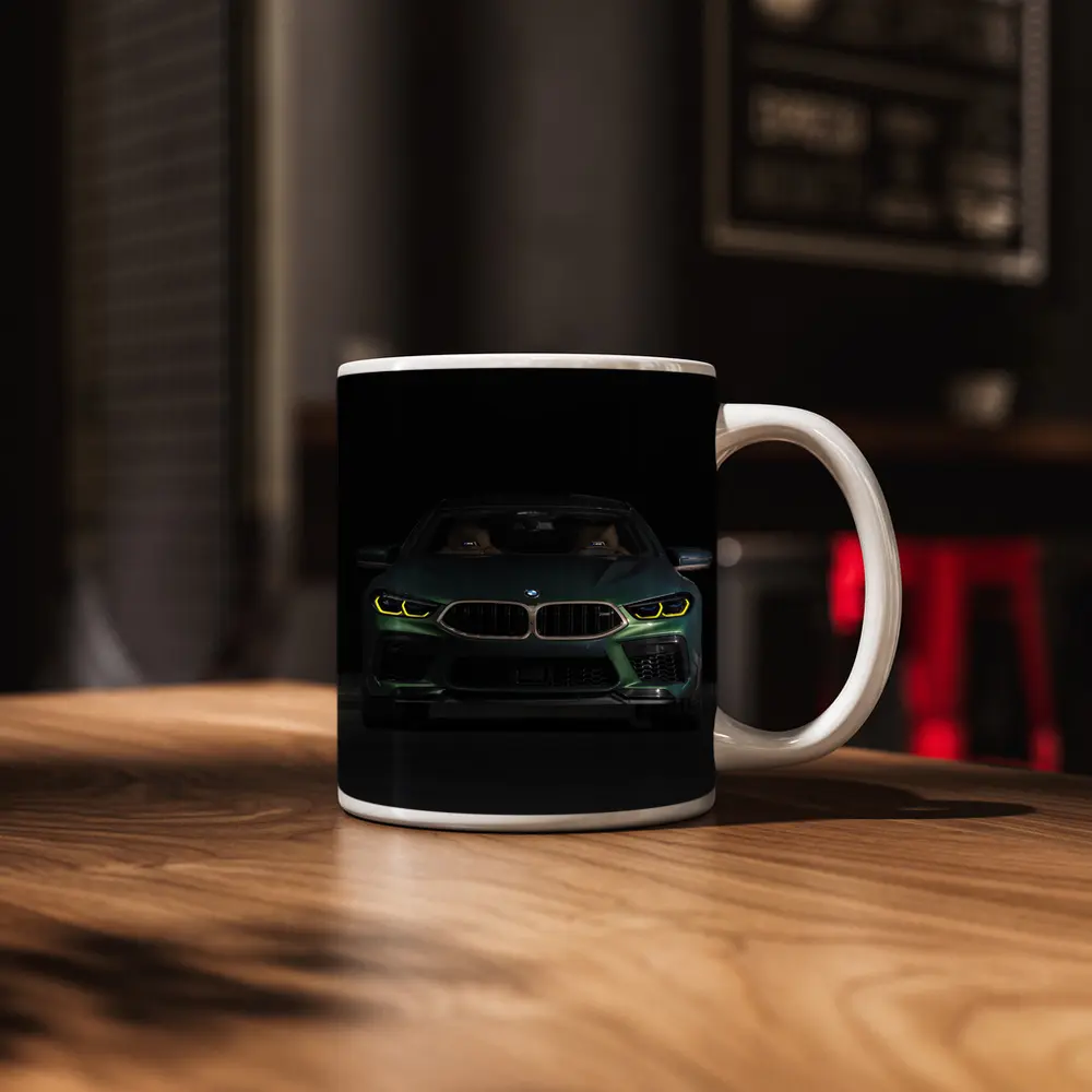 BMW M8 Dark Green Front View Night – Mugs