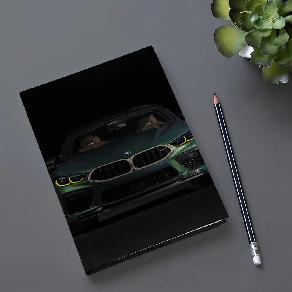 BMW M8 Dark Green Front View Night – Notebooks