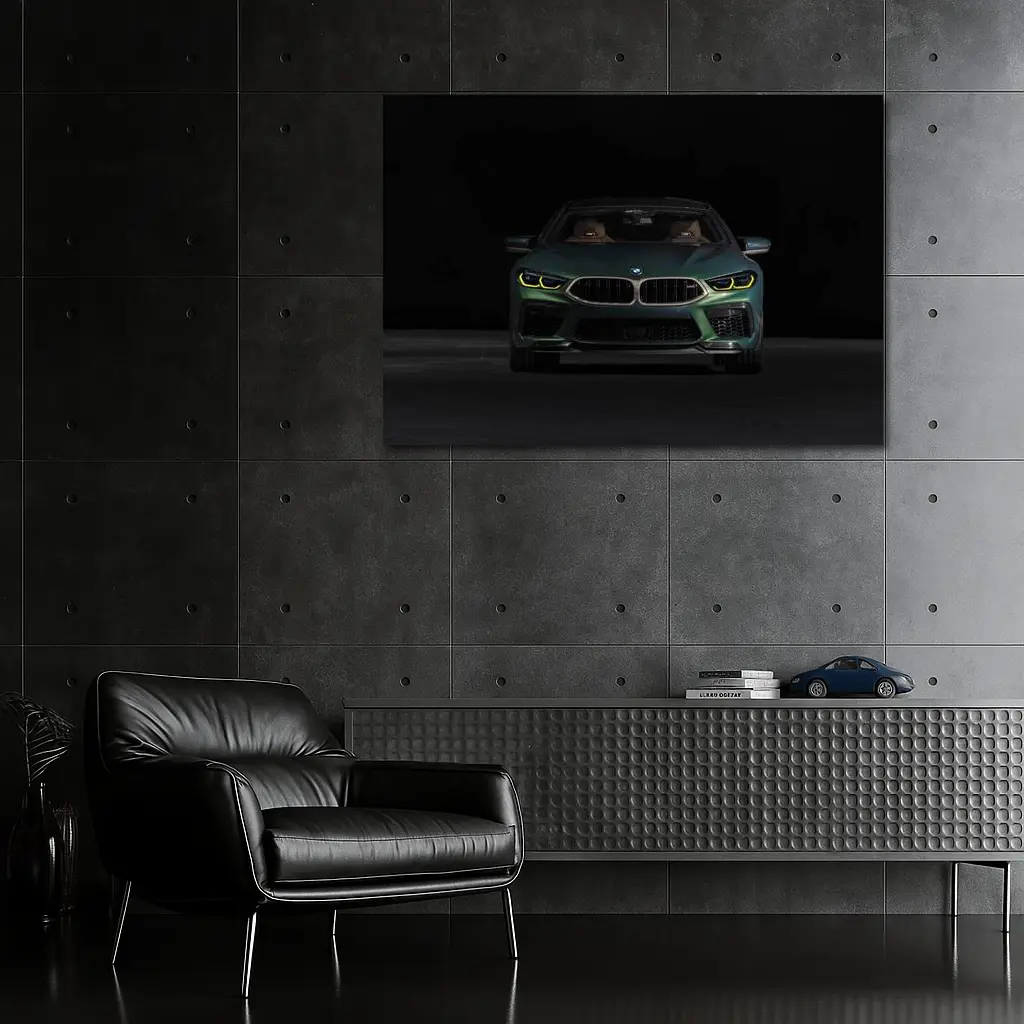BMW M8 Dark Green Front View Night – Wall Art