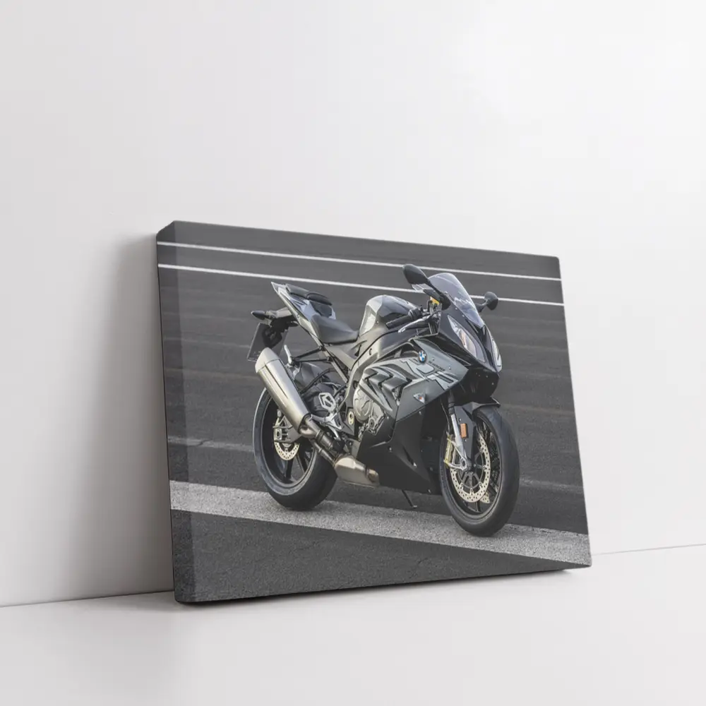 BMW Motorcycle Black Superbike on Track – Wall Art
