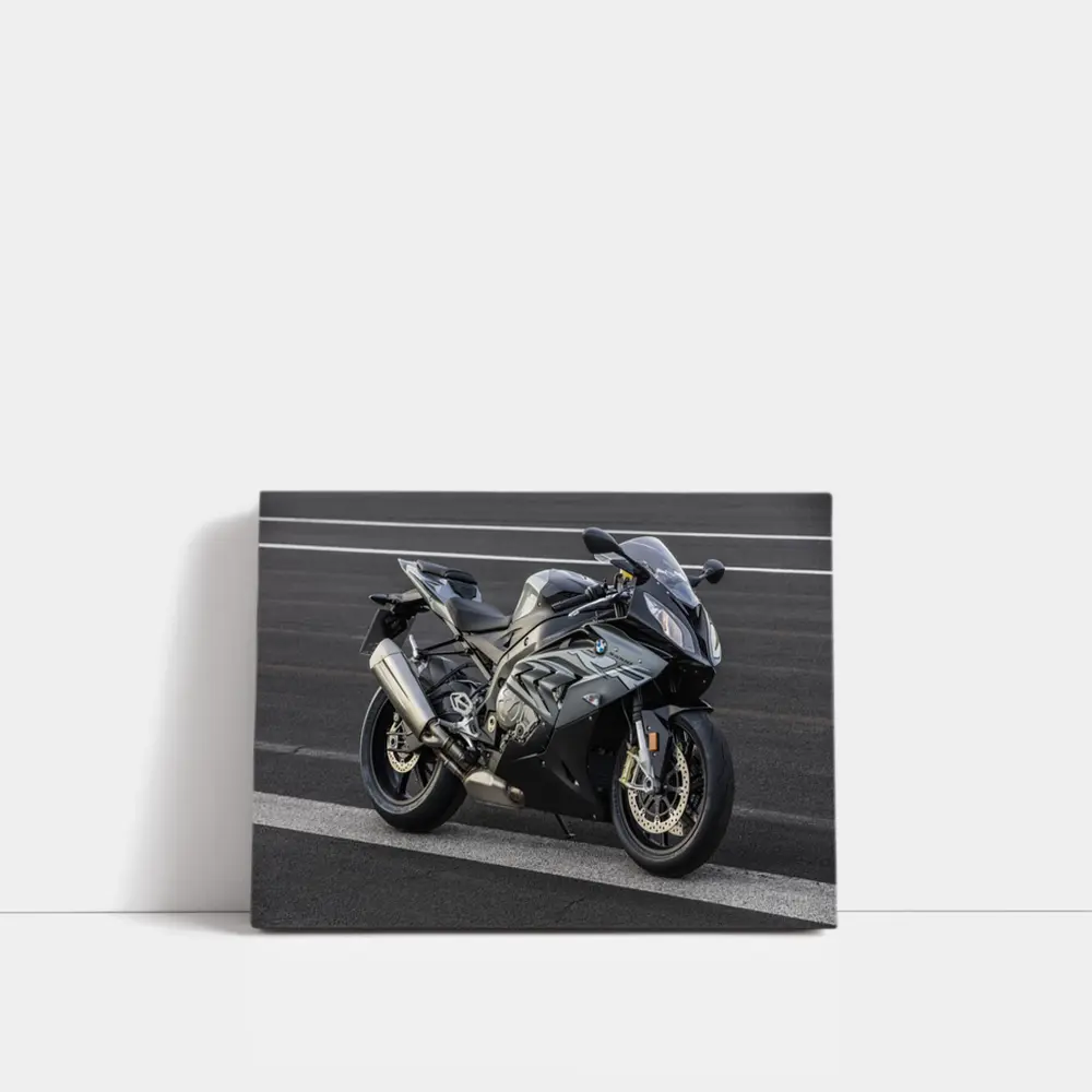 BMW Motorcycle Black Superbike on Track – Wall Art