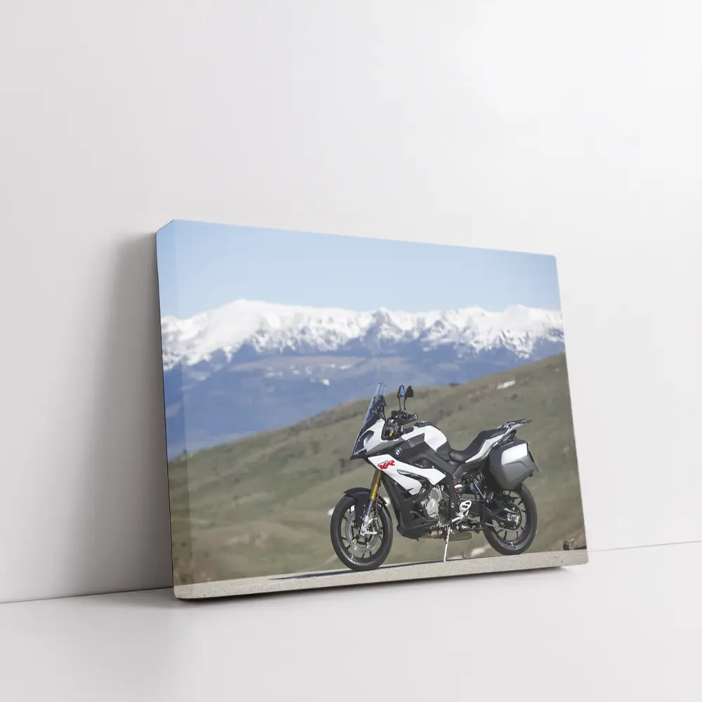 BMW Motorcycle Snow Mountain Backdrop Adventure – Wall Art