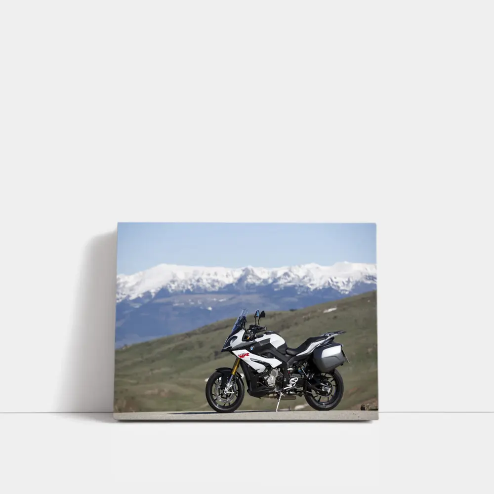 BMW Motorcycle Snow Mountain Backdrop Adventure – Wall Art