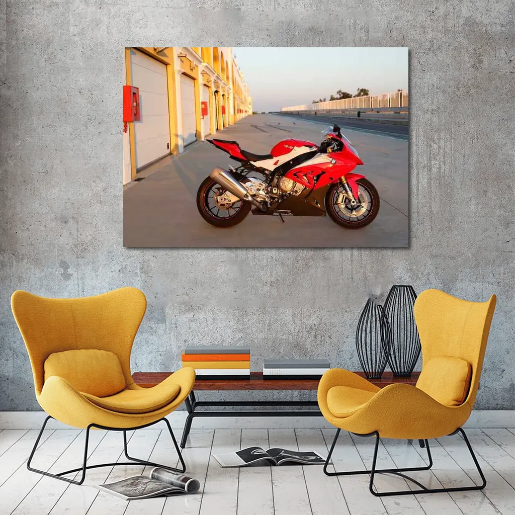 BMW S1000RR Red Sport Bike Race Track – Wall Art