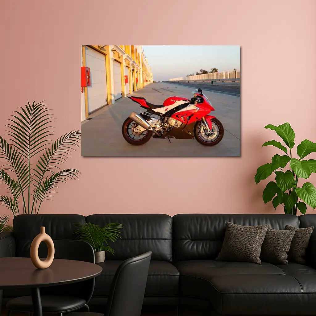 BMW S1000RR Red Sport Bike Race Track – Wall Art