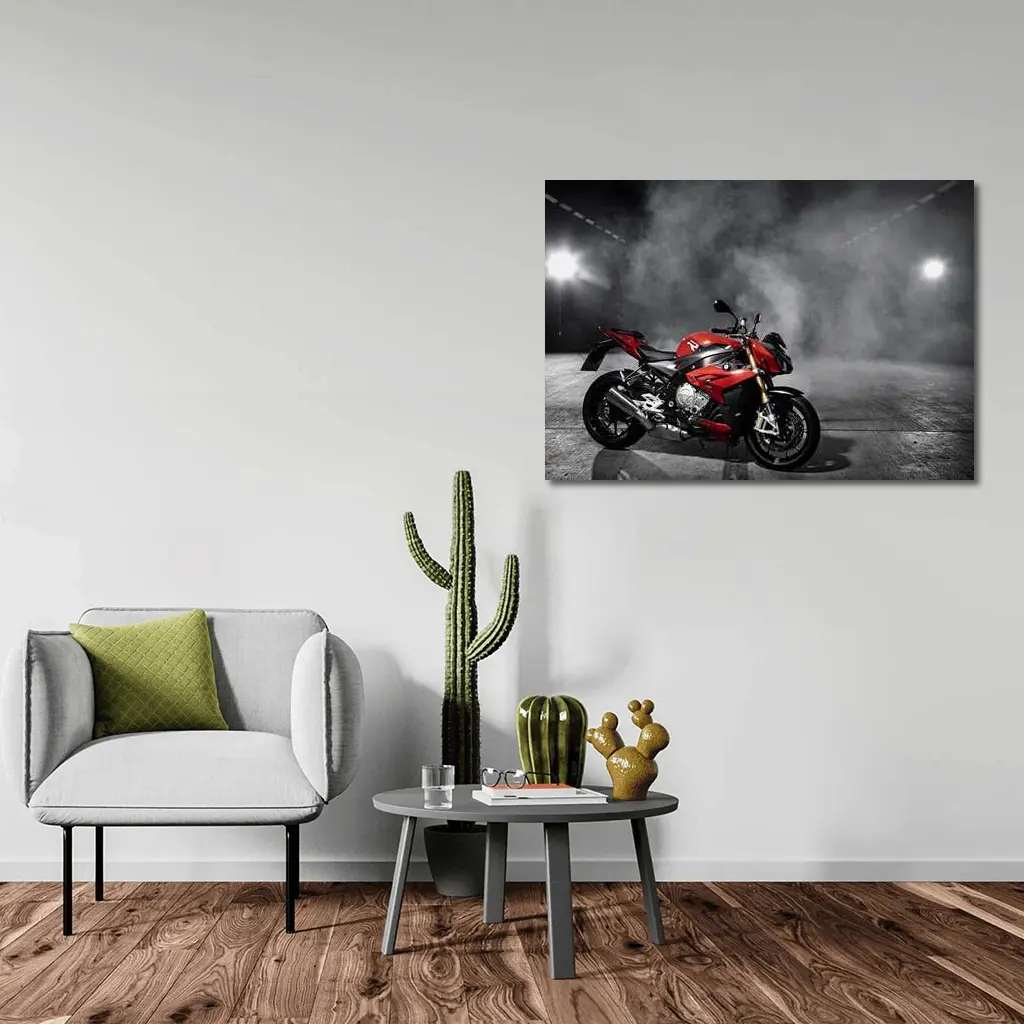 BMW S1000R Red Motorcycle Dark Studio – Wall Art