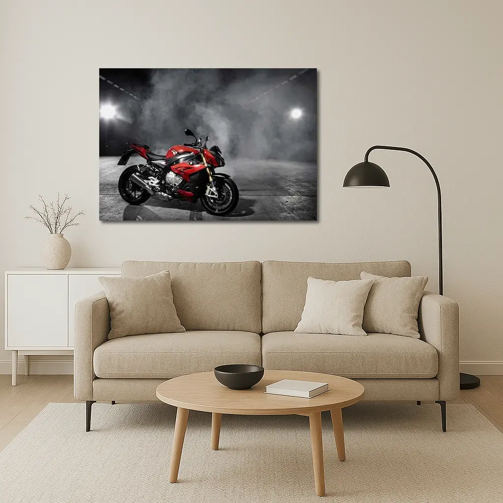 BMW S1000R Red Motorcycle Dark Studio – Wall Art