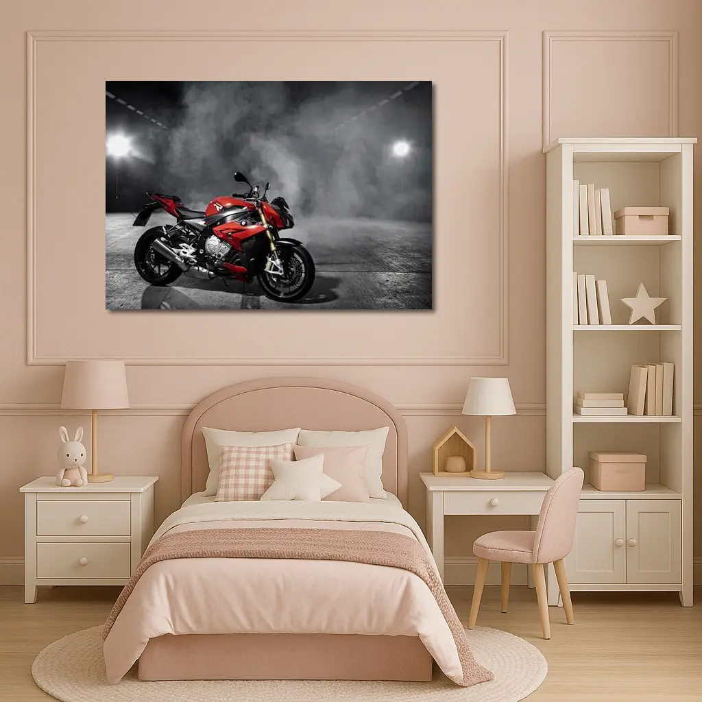 BMW S1000R Red Motorcycle Dark Studio – Wall Art