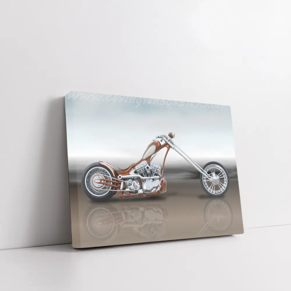 Custom Chopper Motorcycle Copper Chrome Side View – Wall Art