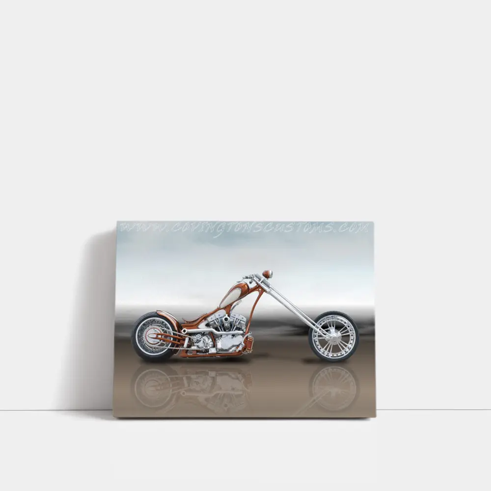 Custom Chopper Motorcycle Copper Chrome Side View – Wall Art