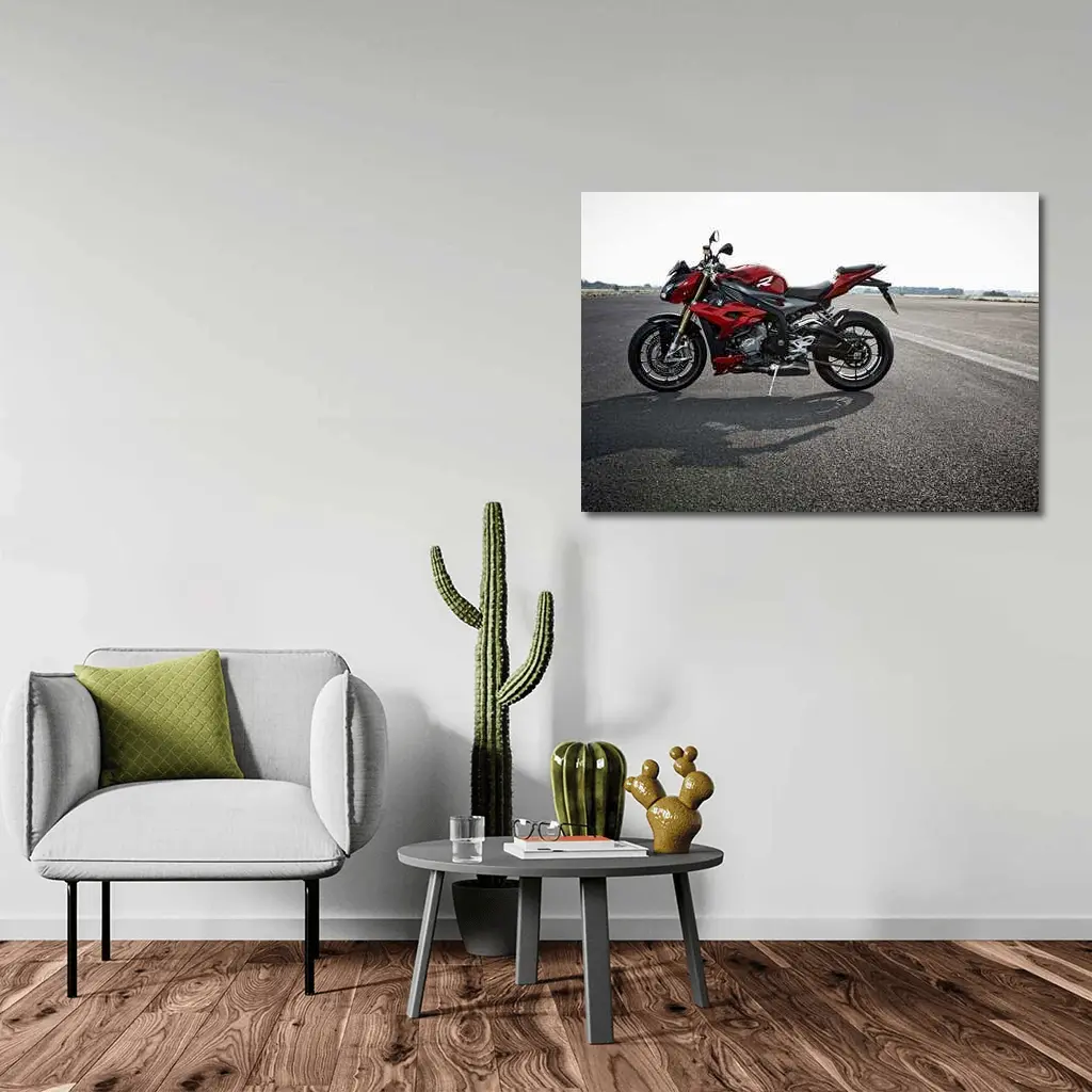 BMW S1000R Red Naked Bike on Tarmac – Wall Art