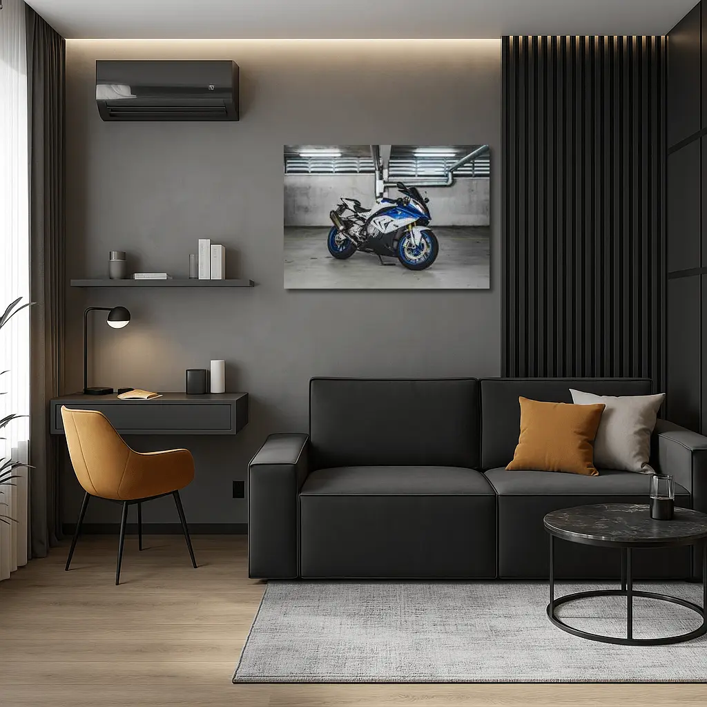 BMW S1000RR Sport Bike Garage Setting – Wall Art