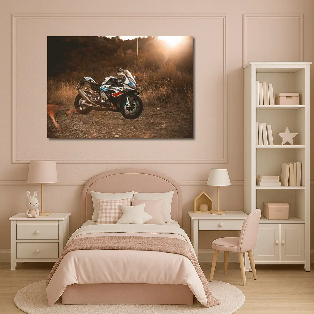 BMW S1000RR Superbike Golden Sunset Field – Wall Art