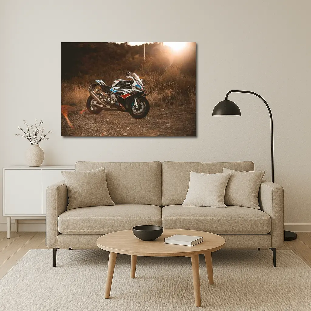 BMW S1000RR Superbike Golden Sunset Field – Wall Art