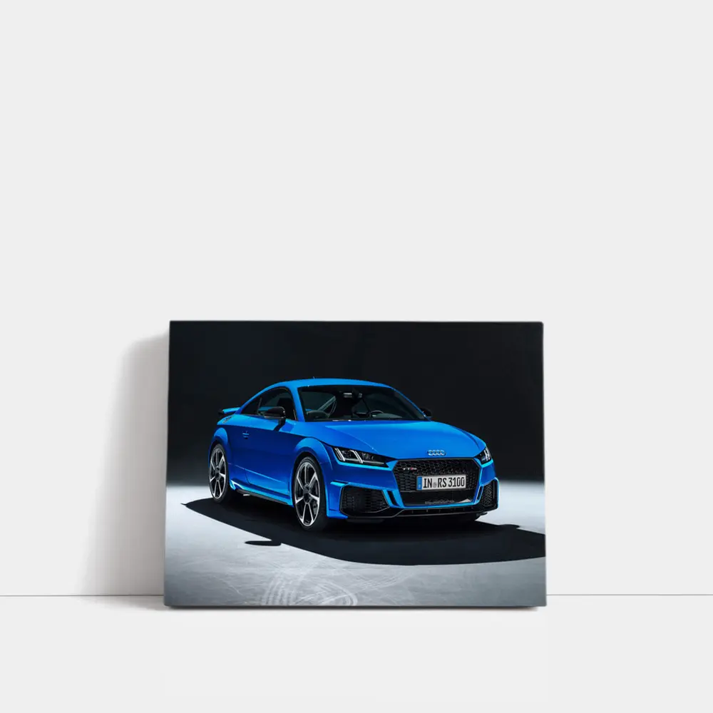 Audi TT RS Blue Studio Dark Background – Wall Art