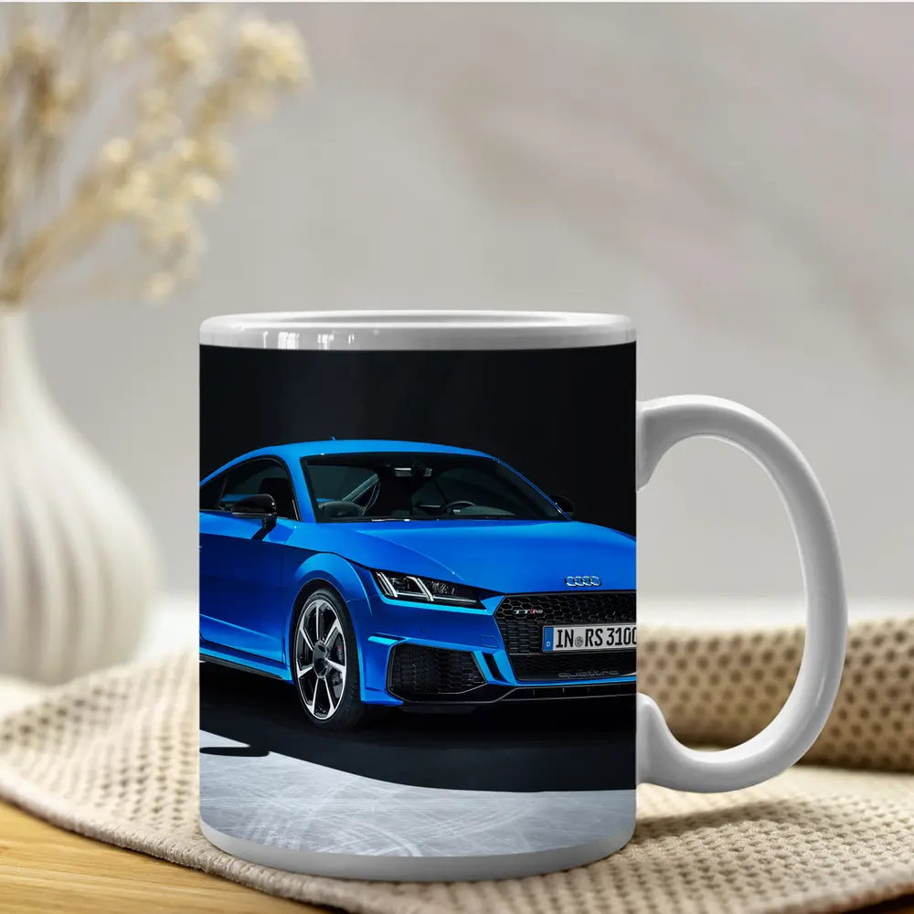 Audi TT RS Blue Studio Dark Background – Mugs